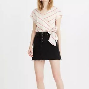 Madewell Button-Front Black Denim Skirt
